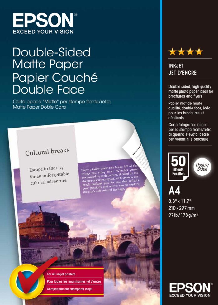 Epson Double Sided Matte Paper - A4 - 50 Sheets (C13S041569)