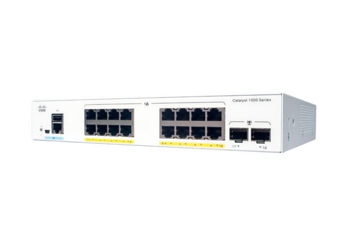 Cisco Catalyst 1000-16P-2G-L Network Switch, 16 Gigabit Ethernet (GbE) PoE+ Ports, 120W PoE Budget(C1000-16P-2G-L)