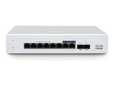 Cisco Meraki MS130-8X - Switch - Managed - 6 x 10/100/1000Base-T + 2 x 2.5GBase-T + 2 x 10Gb Ethernet SFP+ - desktop, wall-mountable - PoE+ (120 W)(MS130-8X-HW)