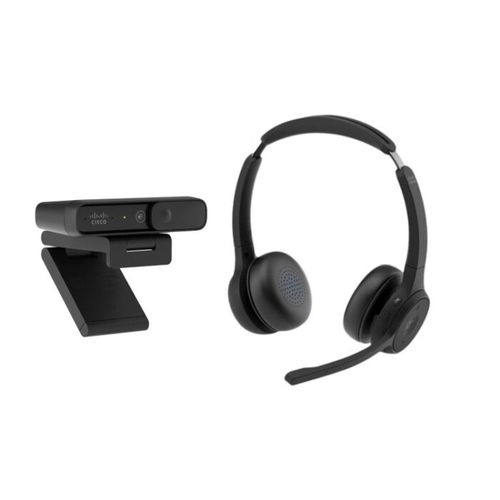 Cisco Bundle - Headset 722, Wireless Dual On-Ear Bluetooth Headphones, Webex Button, packaged with the Desk Camera 1080p, Carbon Black(BUN-721+CAMD-C-WW) - Image 1