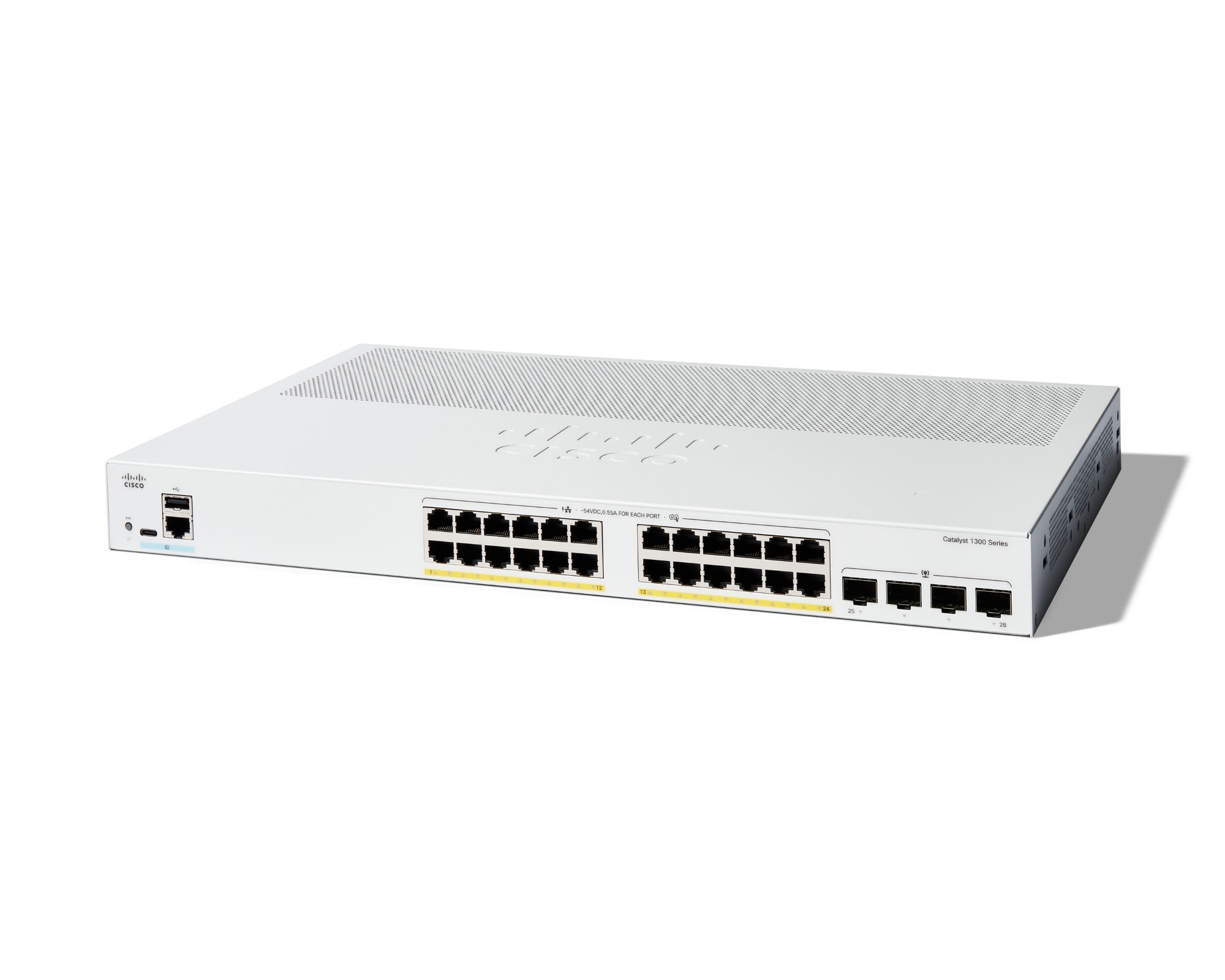 cisco 12 Cisco Catalyst 1300-24P-4G Managed Switch, 24 Port GE, PoE, 4x1GE SFP, Limited Lifetime Protection (C1300-24P-4G) - Image 1