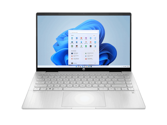 22C1_Pavilion_Riesling_NaturalSilver_FF_WLAN_nonFPR_nonODD_T_NT_Win11_CoreSet_Front_Final_M1547836 HP Pavilion x360 Wi-Fi 6 Intel Core i7 16 GB/1 TB SSD 14" Laptop (800P6EA)