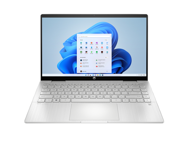22C1_Pavilion_Riesling_NaturalSilver_FF_WLAN_nonFPR_nonODD_T_NT_Win11_CoreSet_Front_Final_M1547836 HP Pavilion x360 Wi-Fi 6 Intel Core i7 16 GB/1 TB SSD 14" Laptop (800P6EA)