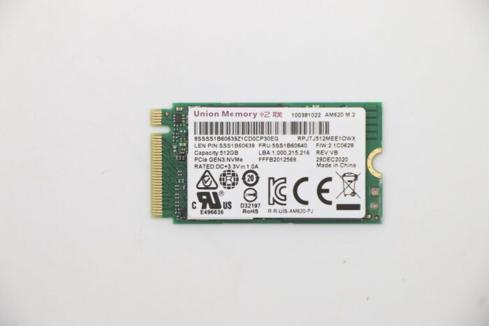 5ss1b60640 Lenovo UMIS AM620 512GB PCIe 2242 RPJTJ512MEE1OWX SSD EMI (5SS1B60640) - Image 1