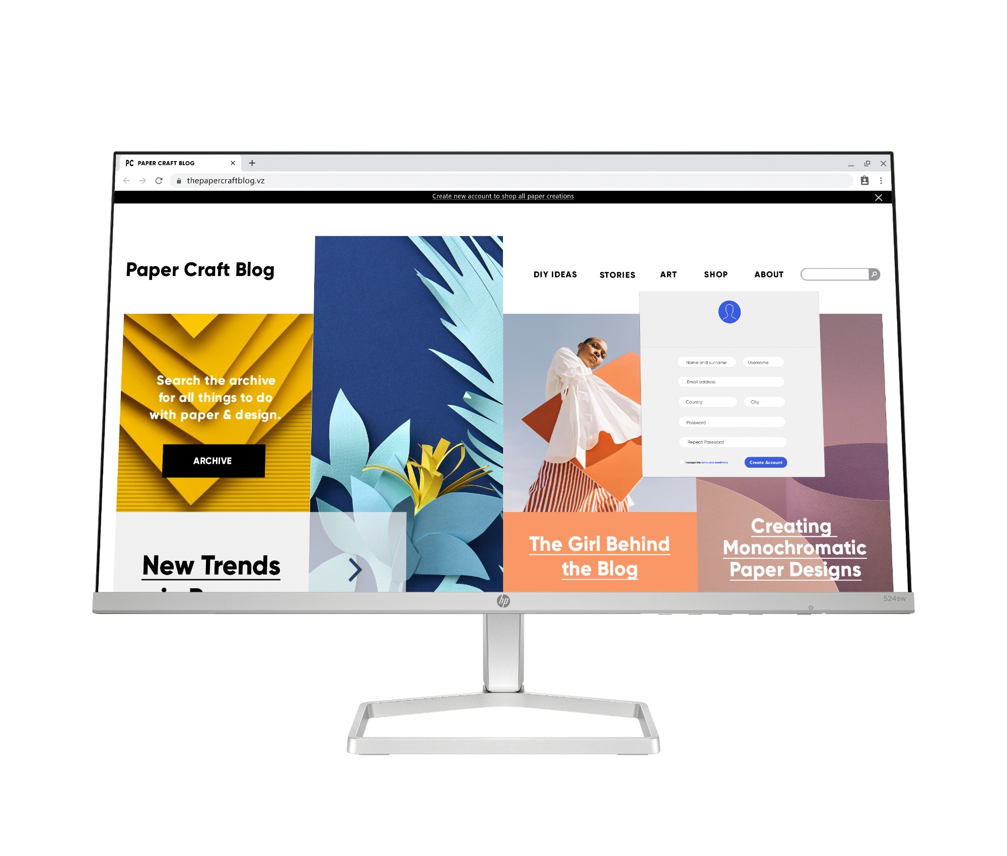 94C21AA#ABU HP Series 5 23.8 inch FHD White Monitor - 524sw (94C21AA#ABU) - Image 1