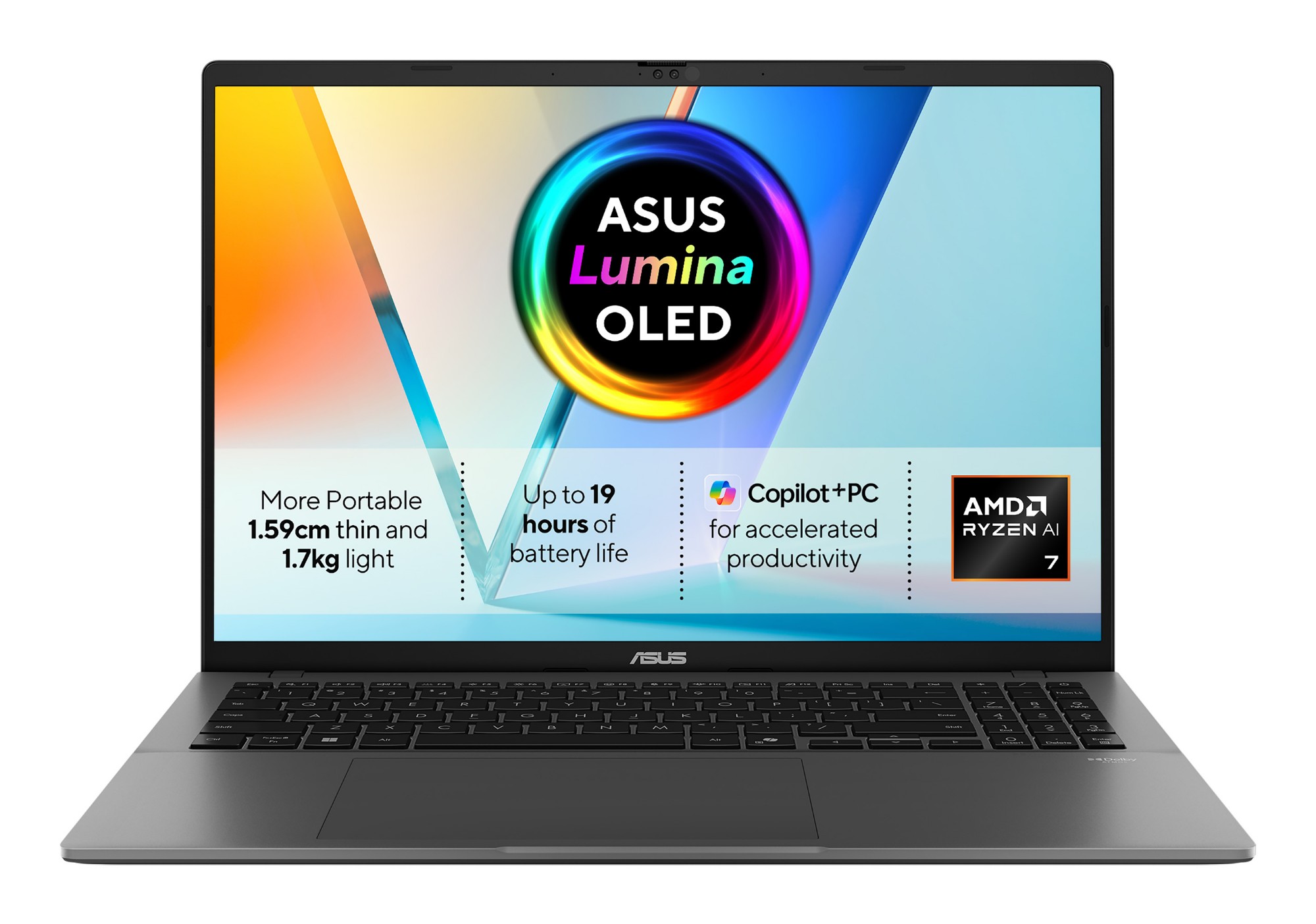 M3607KA-SH008W ASUS Vivobook S16 Copilot+ PC AMD Ryzen AI 7 WUXGA 32 GB /1 TB SSD 16" Laptop ( M3607KA-SH008W) - Image 1